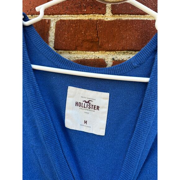 Hollister Blue Button Front Cardigan Sweater V-Neck Long Sleeve Medium - Picture 3 of 6